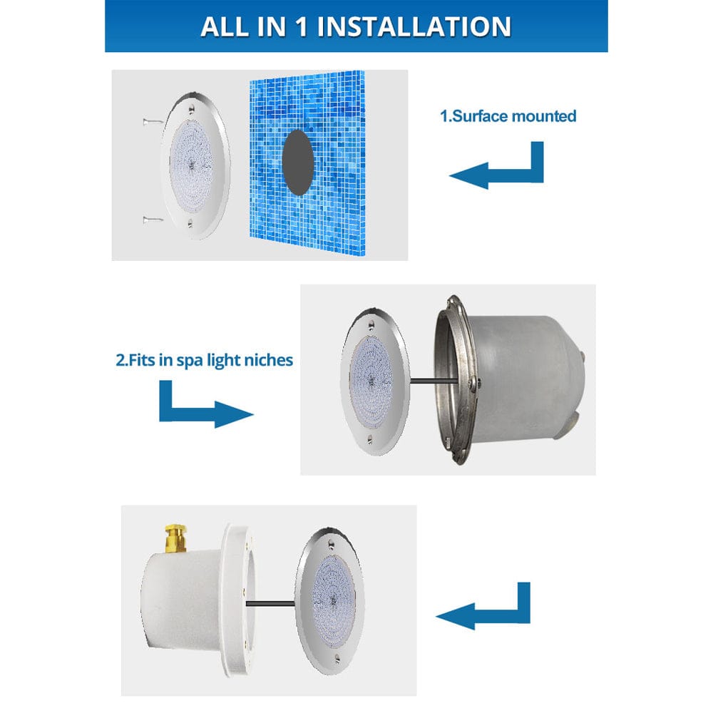 Outdoor Landscape Lighting LED 12V Low Voltage PL54 Pool and Spa RGB/RGBW Color Changing 12V Low Voltage Light Stainless Steel IP68
