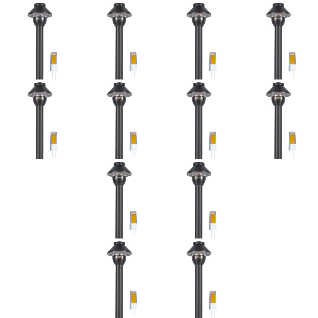 Outdoor Landscape Lighting LED 12V Low Voltage PLB01 4x/8x/12x Package 12V G4 Snub Low Voltage Heavy Duty Cast Brass Outdoor LED Pathway Light with G4 2W 3000K Bulb 12 Pack