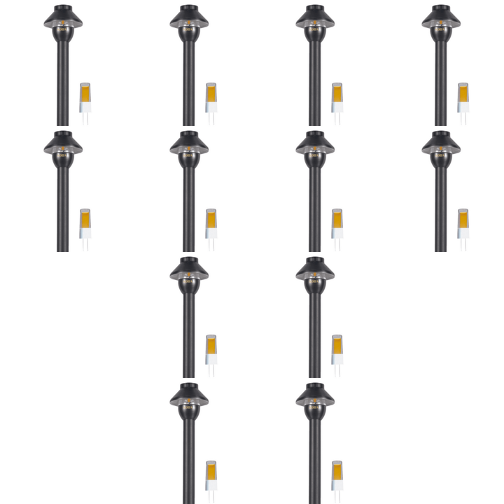 Outdoor Landscape Lighting LED 12V Low Voltage PLB01 4x/8x/12x Package 12V G4 Snub Low Voltage Heavy Duty Cast Brass Outdoor LED Pathway Light with G4 2W 3000K Bulb 12 Pack