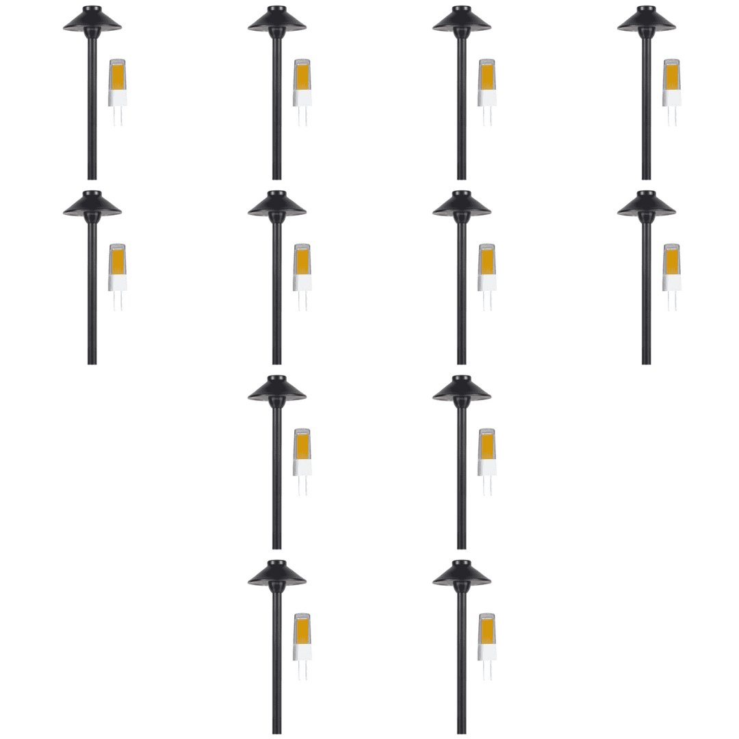 Outdoor Landscape Lighting LED 12V Low Voltage PLB02 Clear Lens 4x/8x/12x Package Outdoor Garden Pathway Light | 12V Low Voltage Brass Path Light with G4 3W 3000K Bulb Black Brass 12 Pack