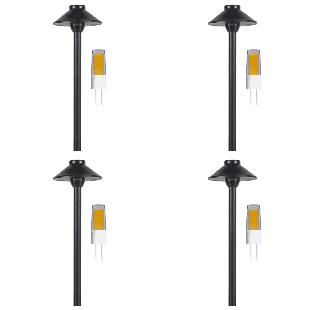 Outdoor Landscape Lighting LED 12V Low Voltage PLB02 Clear Lens 4x/8x/12x Package Outdoor Garden Pathway Light | 12V Low Voltage Brass Path Light with G4 3W 3000K Bulb Black Brass 4 Pack