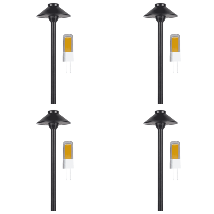 Outdoor Landscape Lighting LED 12V Low Voltage PLB02 Clear Lens 4x/8x/12x Package Outdoor Garden Pathway Light | 12V Low Voltage Brass Path Light with G4 3W 3000K Bulb Black Brass 4 Pack