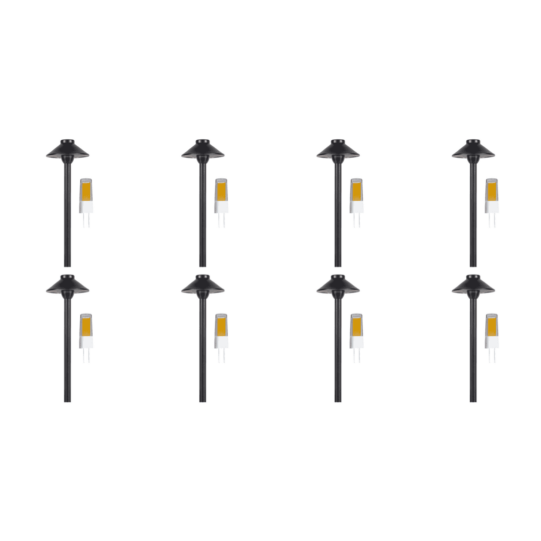 Outdoor Landscape Lighting LED 12V Low Voltage PLB02 Clear Lens 4x/8x/12x Package Outdoor Garden Pathway Light | 12V Low Voltage Brass Path Light with G4 3W 3000K Bulb Black Brass 8 Pack