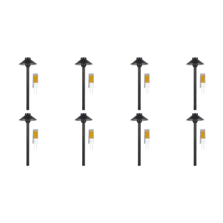 Outdoor Landscape Lighting LED 12V Low Voltage PLB02 Clear Lens 4x/8x/12x Package Outdoor Garden Pathway Light | 12V Low Voltage Brass Path Light with G4 3W 3000K Bulb Black Brass 8 Pack