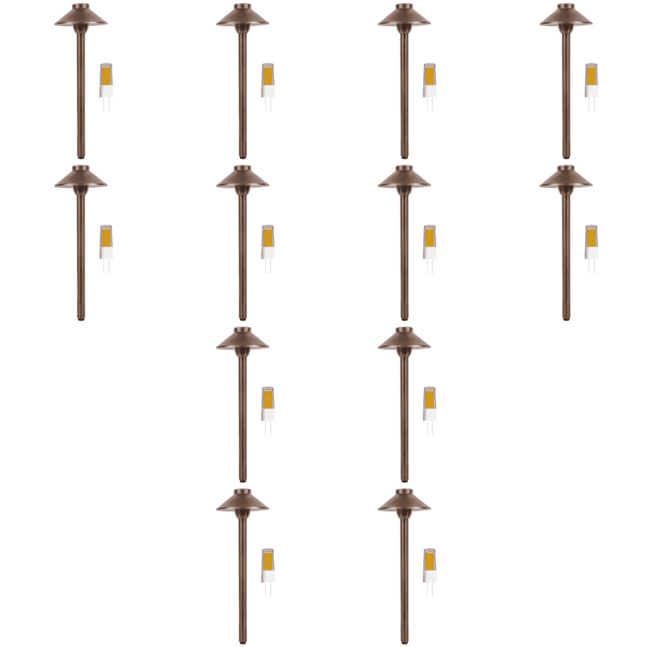 Outdoor Landscape Lighting LED 12V Low Voltage PLB02 Clear Lens 4x/8x/12x Package Outdoor Garden Pathway Light | 12V Low Voltage Brass Path Light with G4 3W 3000K Bulb Natural Brass 12 Pack