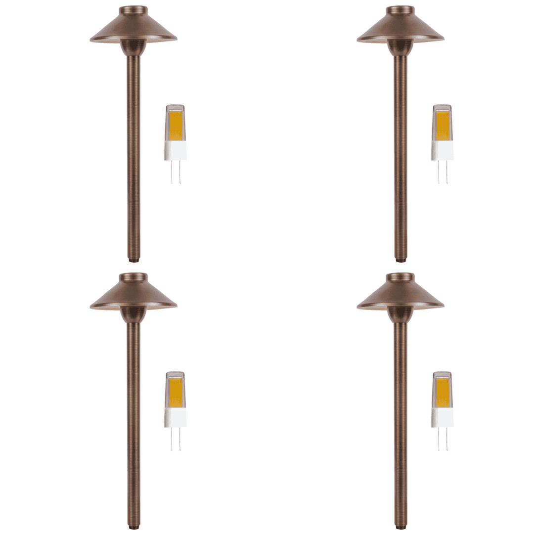 Outdoor Landscape Lighting LED 12V Low Voltage PLB02 Clear Lens 4x/8x/12x Package Outdoor Garden Pathway Light | 12V Low Voltage Brass Path Light with G4 3W 3000K Bulb Natural Brass 4 Pack