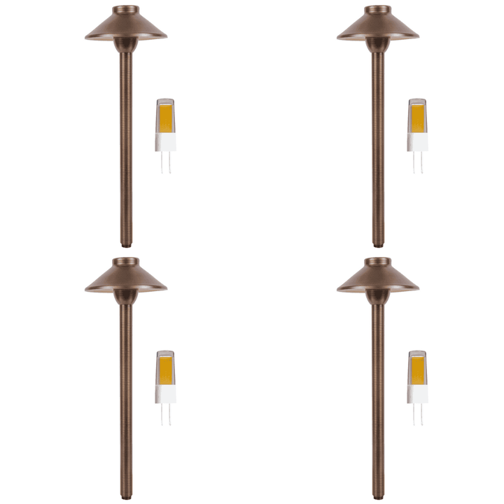 Outdoor Landscape Lighting LED 12V Low Voltage PLB02 Clear Lens 4x/8x/12x Package Outdoor Garden Pathway Light | 12V Low Voltage Brass Path Light with G4 3W 3000K Bulb Natural Brass 4 Pack