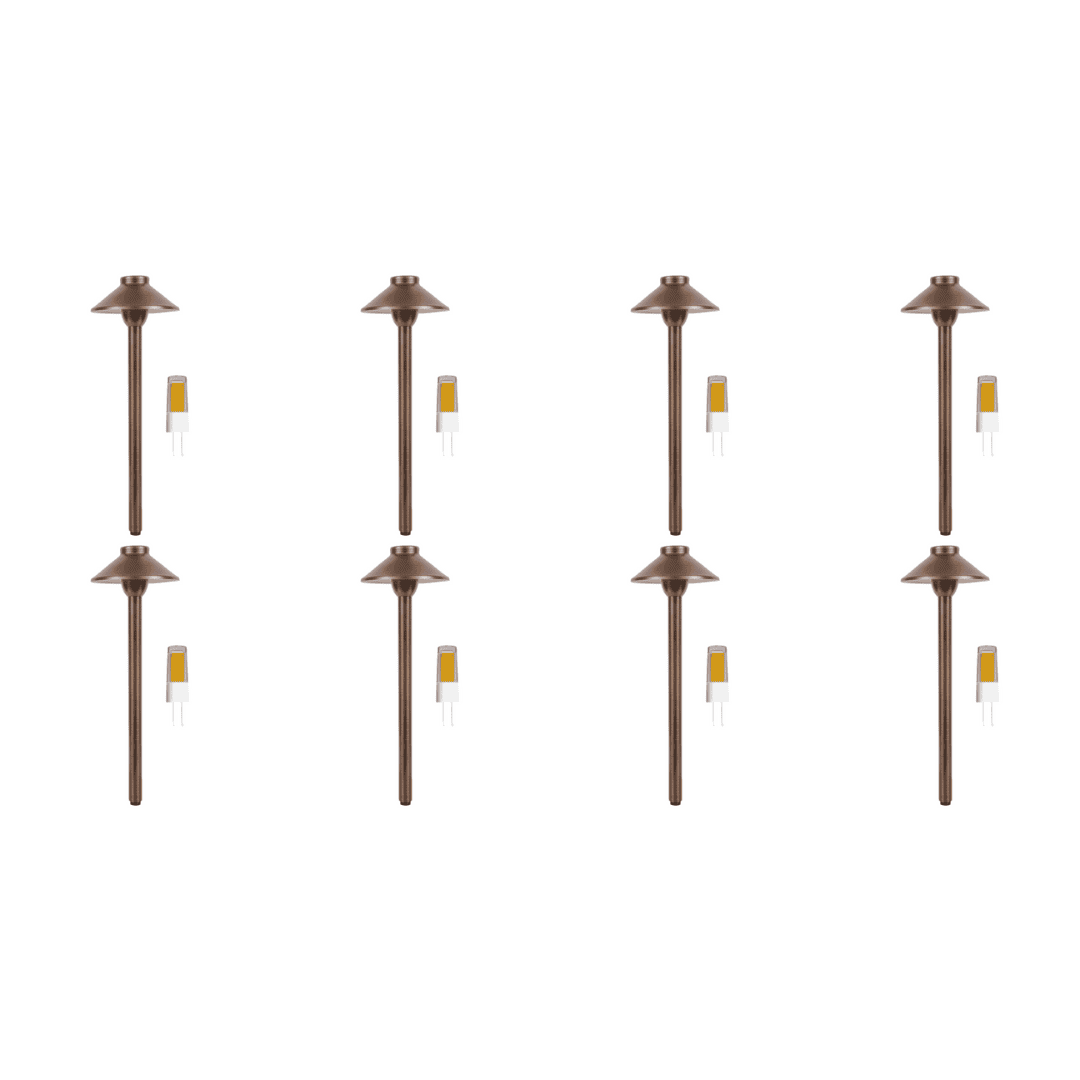 Outdoor Landscape Lighting LED 12V Low Voltage PLB02 Clear Lens 4x/8x/12x Package Outdoor Garden Pathway Light | 12V Low Voltage Brass Path Light with G4 3W 3000K Bulb Natural Brass 8 Pack