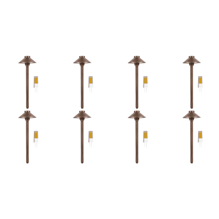Outdoor Landscape Lighting LED 12V Low Voltage PLB02 Clear Lens 4x/8x/12x Package Outdoor Garden Pathway Light | 12V Low Voltage Brass Path Light with G4 3W 3000K Bulb Natural Brass 8 Pack