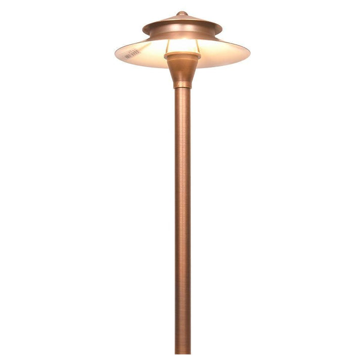 Outdoor Landscape Lighting LED 12V Low Voltage PLB04 4x/8x/12x Package Two Tier Brass LED Pagoda 12V Low Voltage Pathway Light with G4 3W 3000K Bulb