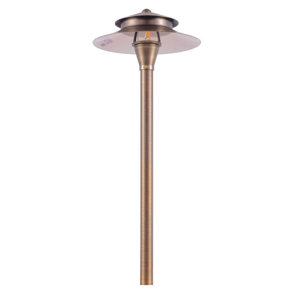 Outdoor Landscape Lighting LED 12V Low Voltage PLB04 4x/8x/12x Package Two Tier Brass LED Pagoda 12V Low Voltage Pathway Light with G4 3W 3000K Bulb