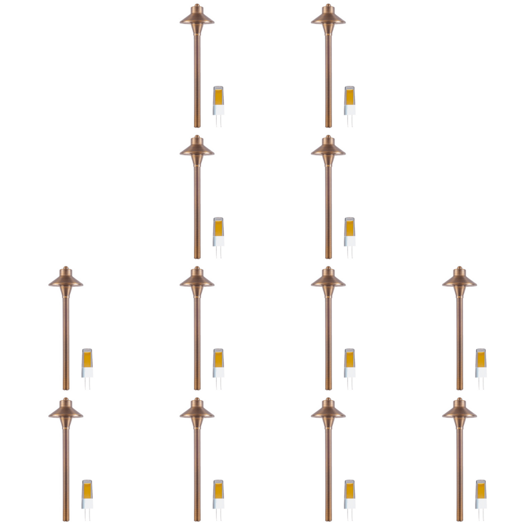 Outdoor Landscape Lighting LED 12V Low Voltage PLB06 4x/8x/12x Package 12V G4 Snub Low Voltage Heavy Duty Cast Brass Outdoor LED Pathway Light with G4 3W 3000K Bulb 12 Pack