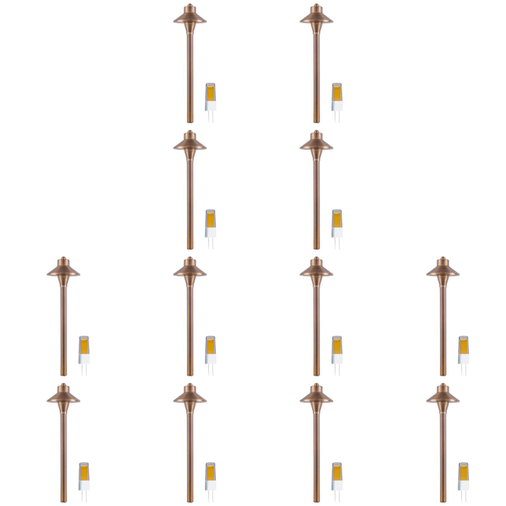 Outdoor Landscape Lighting LED 12V Low Voltage PLB06 4x/8x/12x Package 12V G4 Snub Low Voltage Heavy Duty Cast Brass Outdoor LED Pathway Light with G4 3W 3000K Bulb 12 Pack