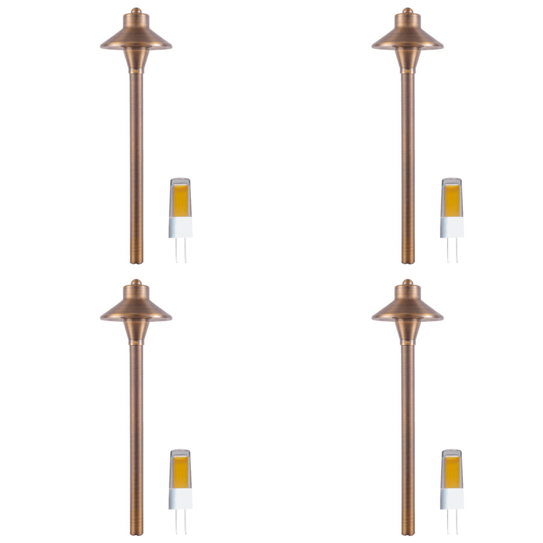 Outdoor Landscape Lighting LED 12V Low Voltage PLB06 4x/8x/12x Package 12V G4 Snub Low Voltage Heavy Duty Cast Brass Outdoor LED Pathway Light with G4 3W 3000K Bulb 4 Pack