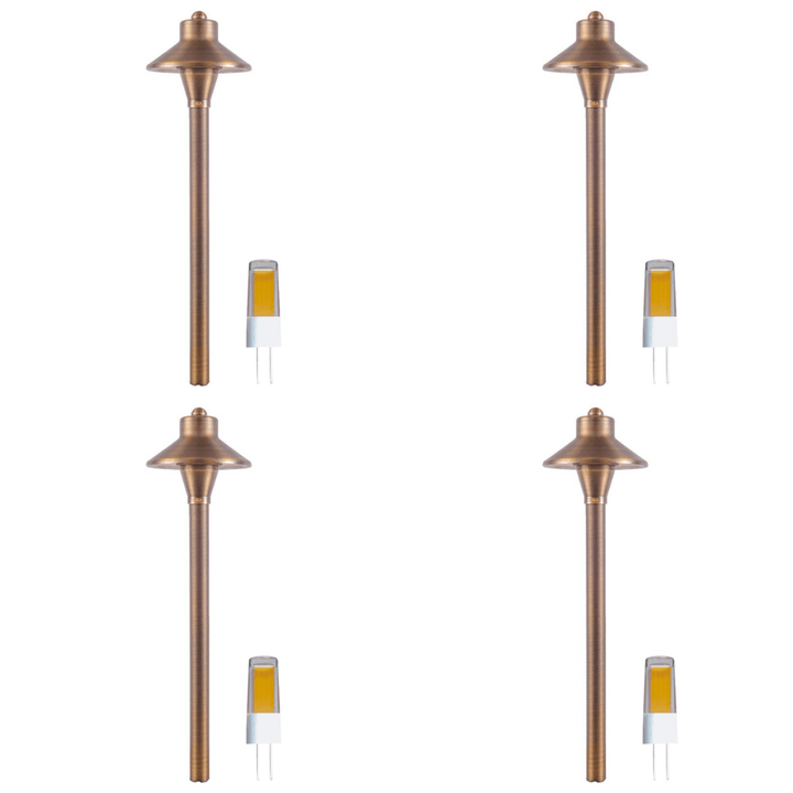 Outdoor Landscape Lighting LED 12V Low Voltage PLB06 4x/8x/12x Package 12V G4 Snub Low Voltage Heavy Duty Cast Brass Outdoor LED Pathway Light with G4 3W 3000K Bulb 4 Pack