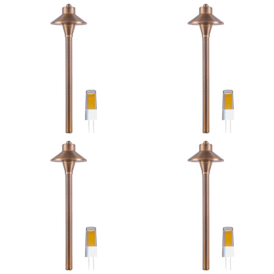 Outdoor Landscape Lighting LED 12V Low Voltage PLB06 4x/8x/12x Package 12V G4 Snub Low Voltage Heavy Duty Cast Brass Outdoor LED Pathway Light with G4 3W 3000K Bulb 4 Pack