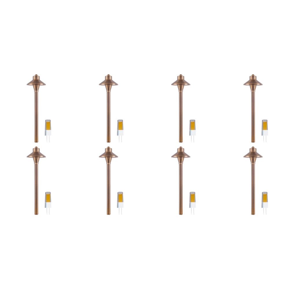Outdoor Landscape Lighting LED 12V Low Voltage PLB06 4x/8x/12x Package 12V G4 Snub Low Voltage Heavy Duty Cast Brass Outdoor LED Pathway Light with G4 3W 3000K Bulb 8 Pack