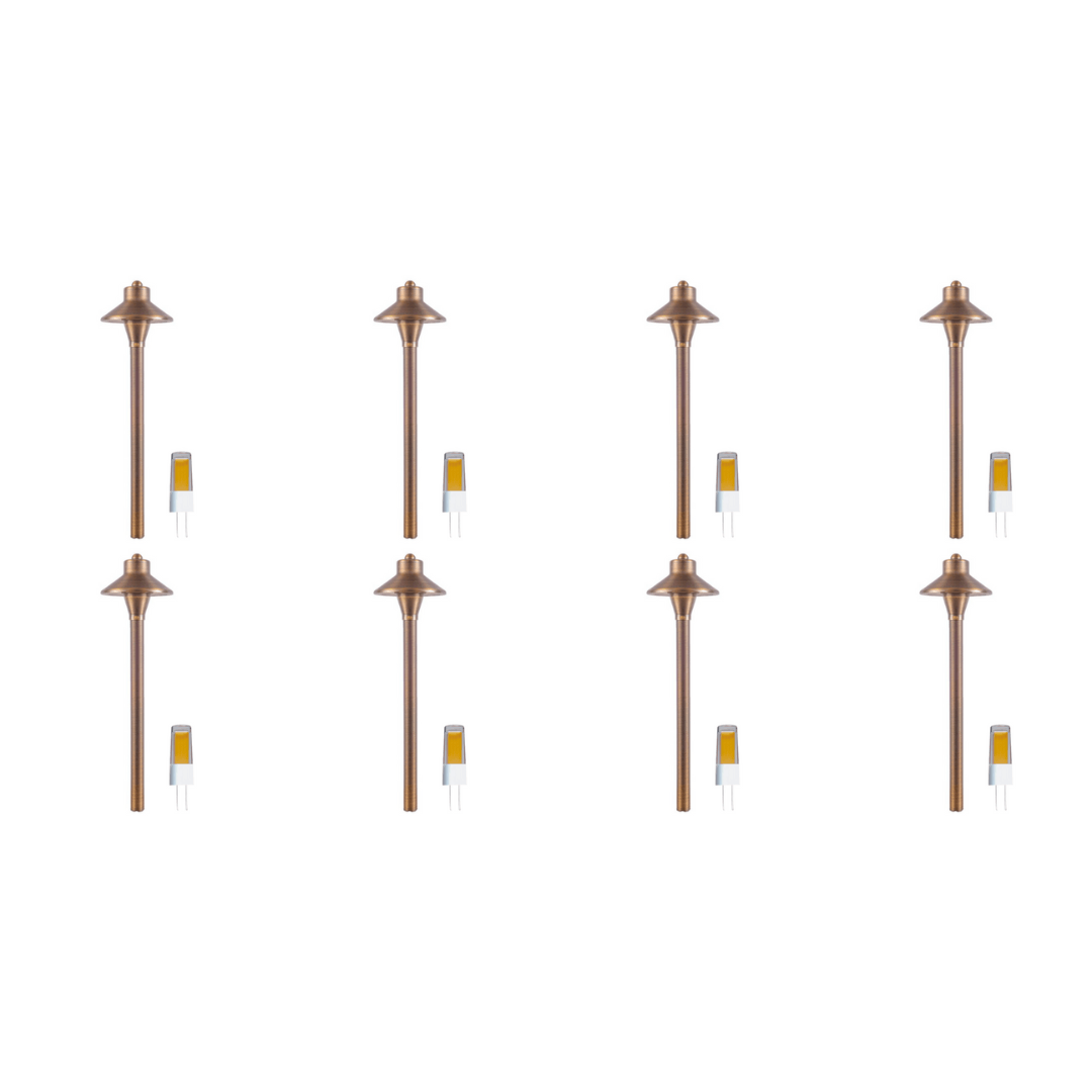 Outdoor Landscape Lighting LED 12V Low Voltage PLB06 4x/8x/12x Package 12V G4 Snub Low Voltage Heavy Duty Cast Brass Outdoor LED Pathway Light with G4 3W 3000K Bulb 8 Pack