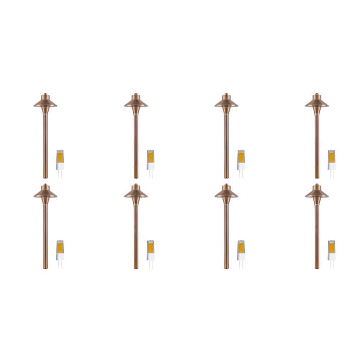 Outdoor Landscape Lighting LED 12V Low Voltage PLB06 4x/8x/12x Package 12V G4 Snub Low Voltage Heavy Duty Cast Brass Outdoor LED Pathway Light with G4 3W 3000K Bulb 8 Pack