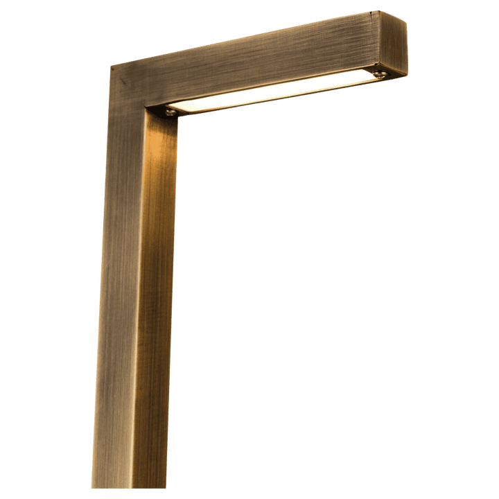 Outdoor Landscape Lighting LED 12V Low Voltage PLB07 4x/8x/12x Package 3W 3000K Warm White Integrated LED Brass L-Shaped 12V Low Voltage Landscape Lighting Pathway Light