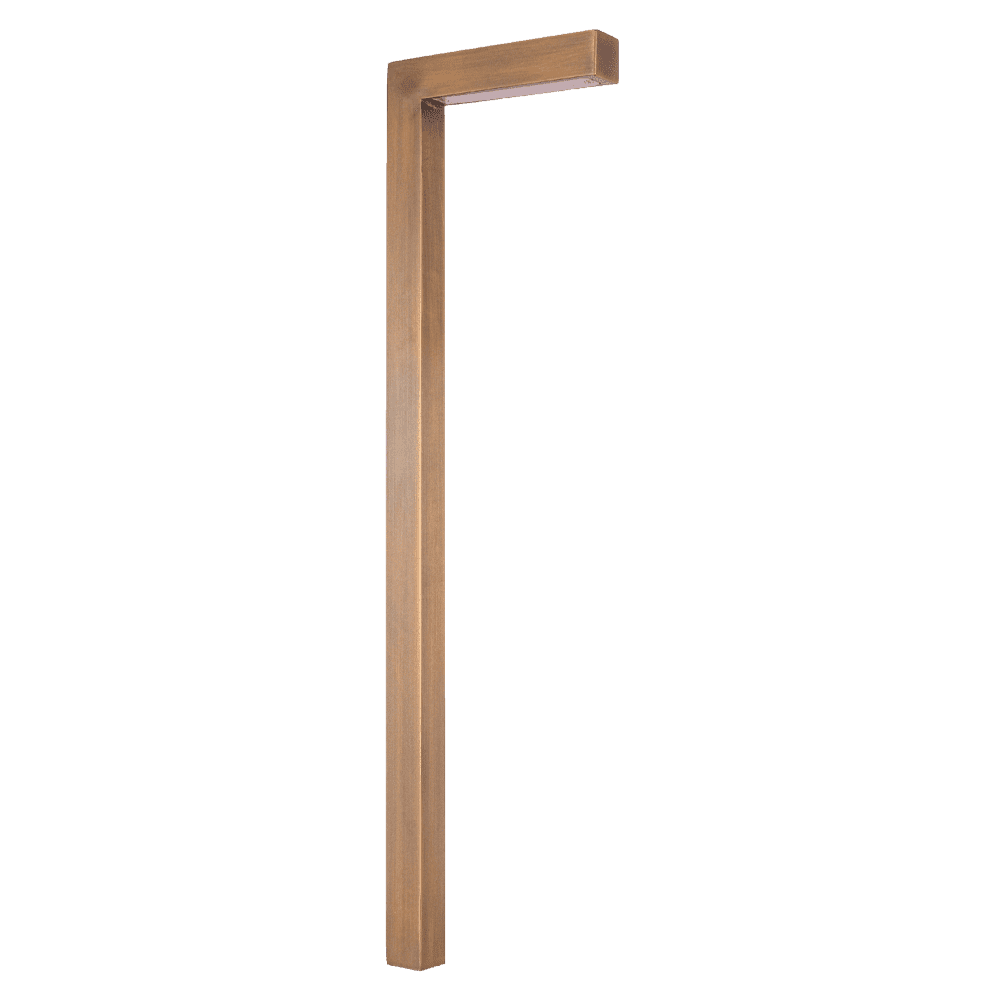 Outdoor Landscape Lighting LED 12V Low Voltage PLB07 4x/8x/12x Package 3W 3000K Warm White Integrated LED Brass L-Shaped 12V Low Voltage Landscape Lighting Pathway Light