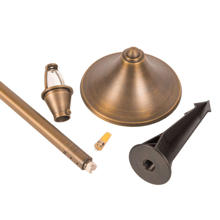 Outdoor Landscape Lighting LED 12V Low Voltage PLB09 4x/8x/12x Package Brass LED Cone 12V Low Voltage Pathway Outdoor Landscape Lighting Fixture with G4 3W 3000K Bulb