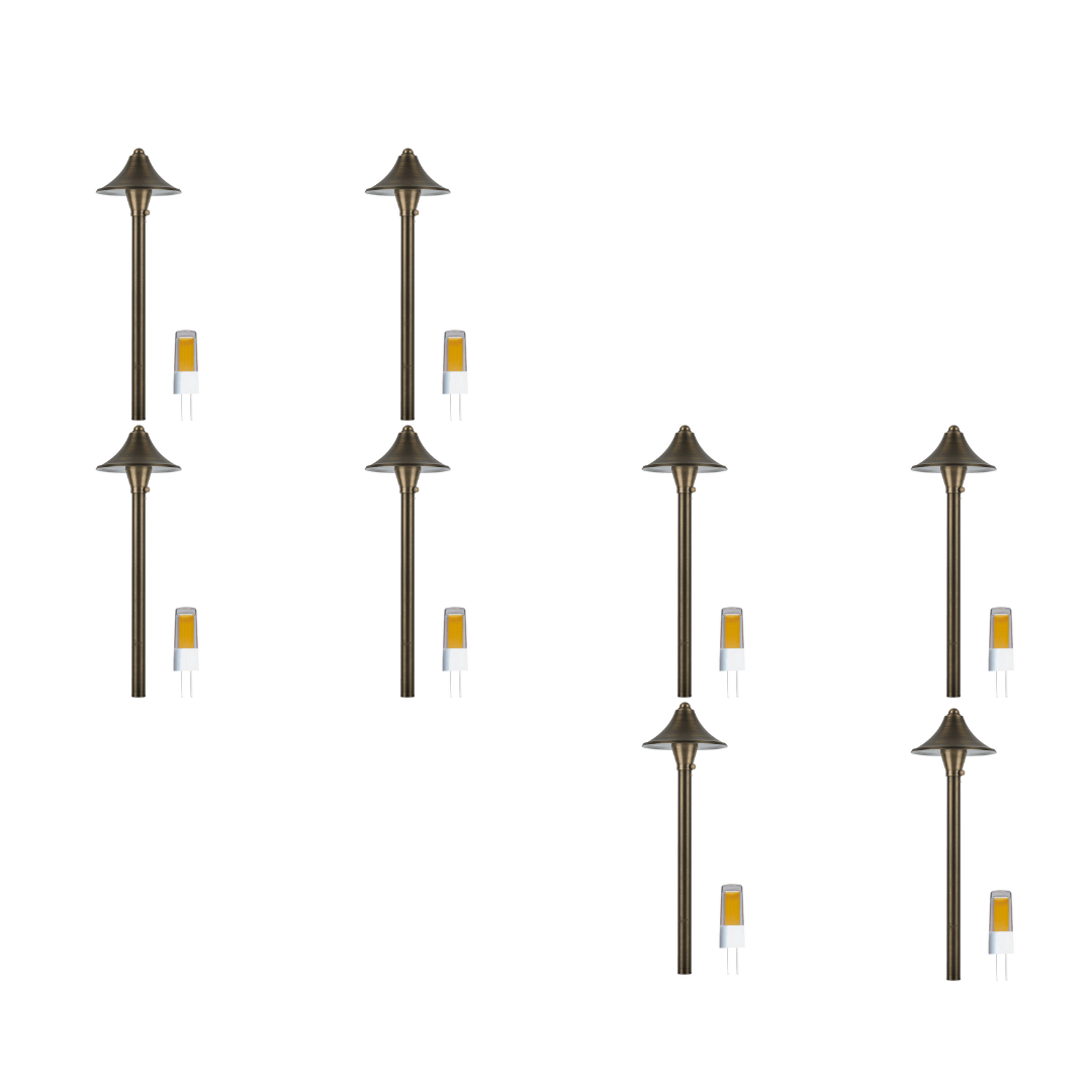 Outdoor Landscape Lighting LED 12V Low Voltage PLB09 4x/8x/12x Package Brass LED Cone 12V Low Voltage Pathway Outdoor Landscape Lighting Fixture with G4 3W 3000K Bulb 8 Pack