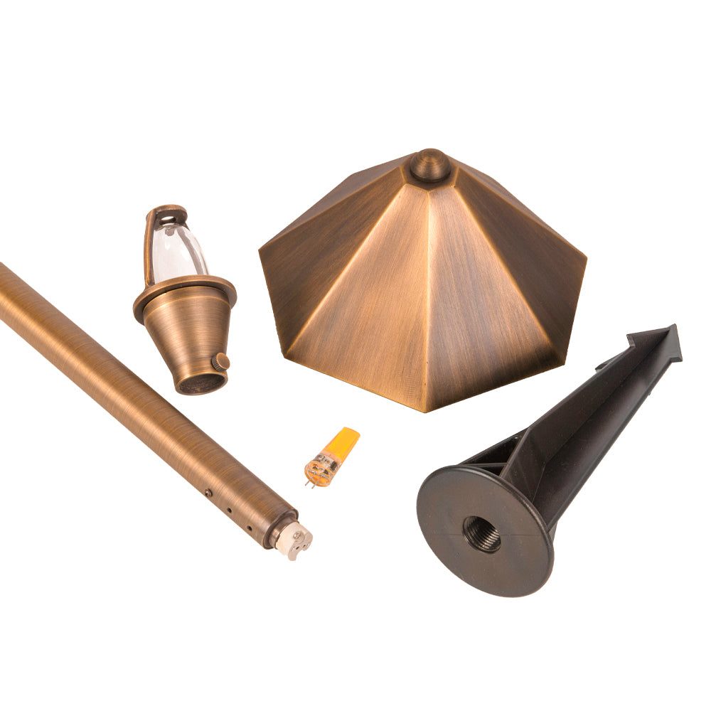 Outdoor Landscape Lighting LED 12V Low Voltage PLB11 Cast Brass Path Light | 12V Low Voltage Landscape Light Lamp Ready G4 Socket