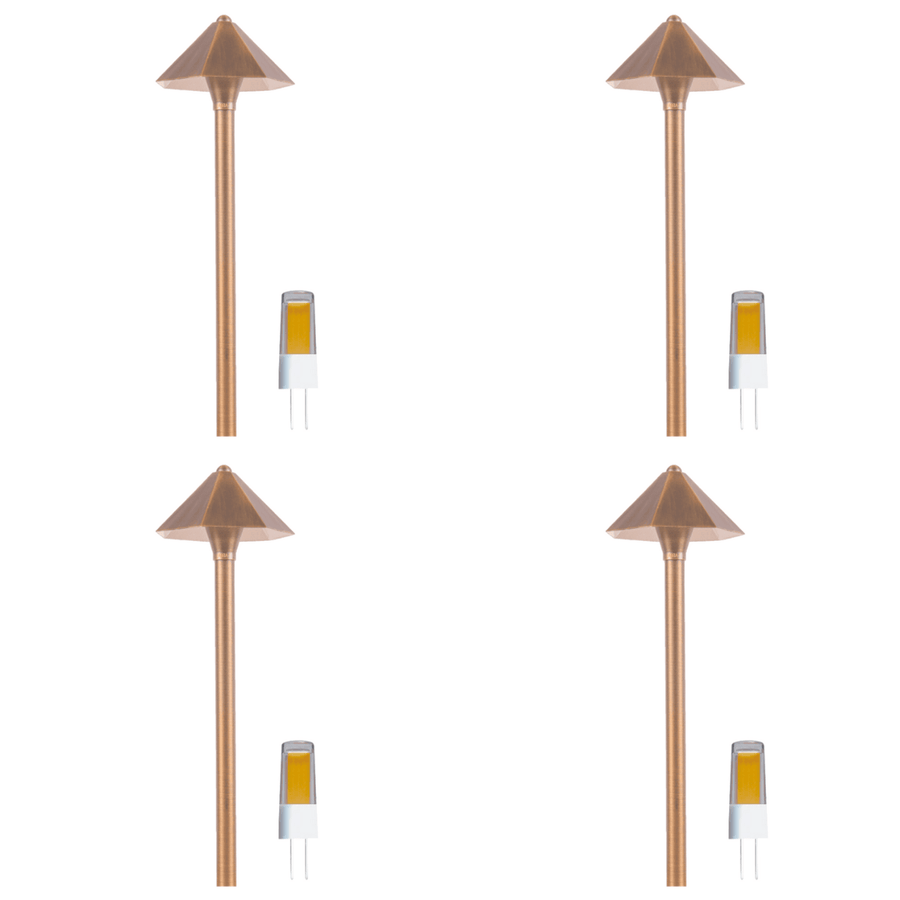 Outdoor Landscape Lighting LED 12V Low Voltage PLB11 4x/8x/12x Package Brass LED 12V Low Voltage Pathway Outdoor Lighting Landscape Fixture with G4 3W 3000K Bulb 4 Pack