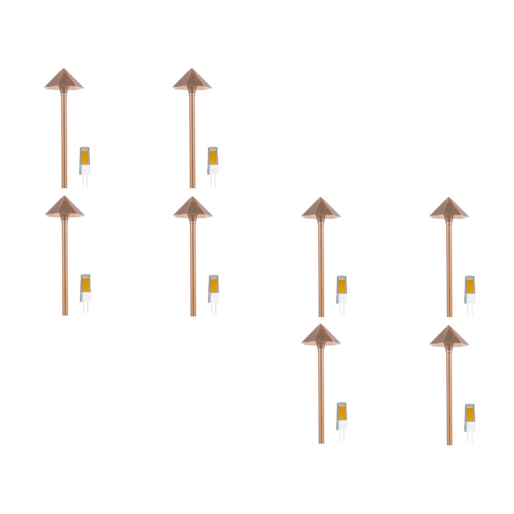 Outdoor Landscape Lighting LED 12V Low Voltage PLB11 4x/8x/12x Package Brass LED 12V Low Voltage Pathway Outdoor Lighting Landscape Fixture with G4 3W 3000K Bulb 8 Pack