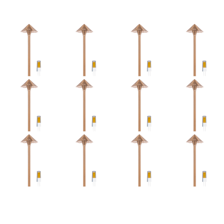 Outdoor Landscape Lighting LED 12V Low Voltage PLB12 4x/8x/12x Package Brass LED 12V Low Voltage Pathway Outdoor Lighting Landscape Fixture with G4 3W 3000K Bulb 12 Pack