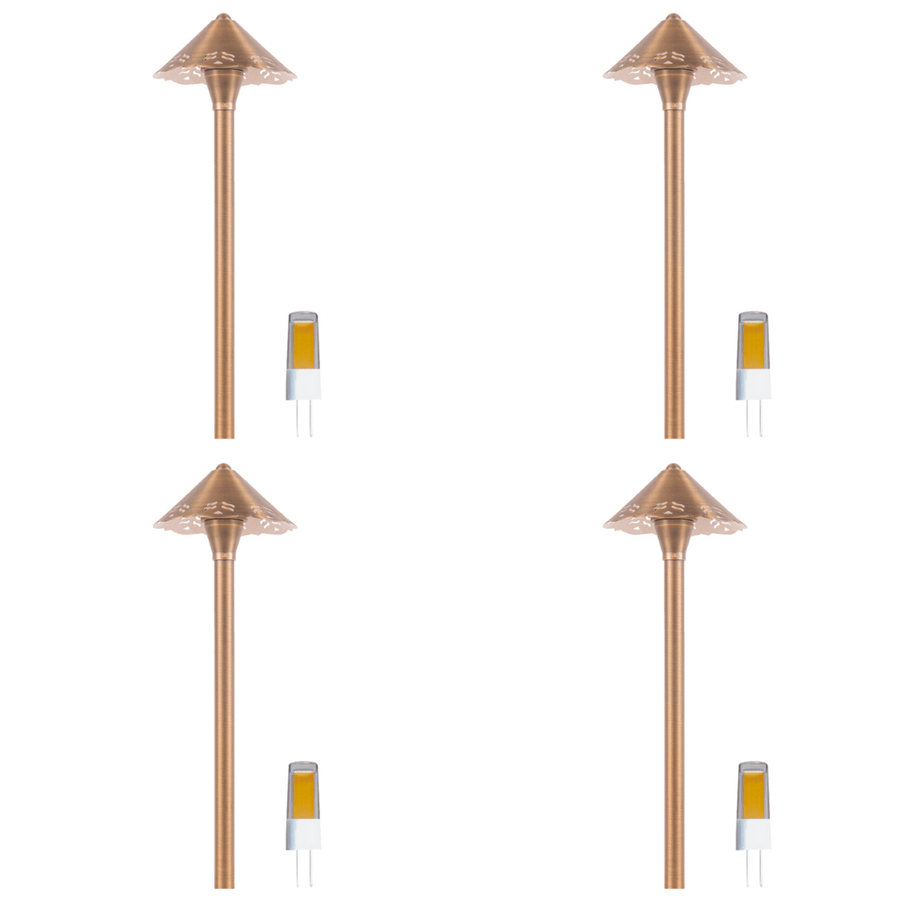 Outdoor Landscape Lighting LED 12V Low Voltage PLB12 4x/8x/12x Package Brass LED 12V Low Voltage Pathway Outdoor Lighting Landscape Fixture with G4 3W 3000K Bulb 4 Pack