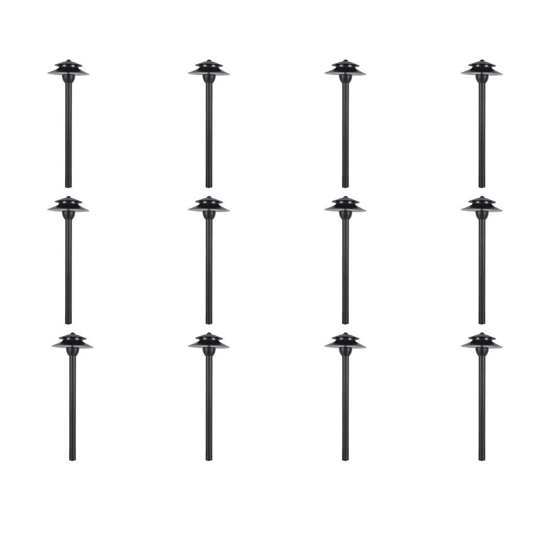 Outdoor Landscape Lighting LED 12V Low Voltage PLB13 4x/8x/12x Package Two Tier Brass Pathway 12V Low Voltage Pagoda Light Led Landscape Lighting Fixture with G4 2W 3000K 12 Pack
