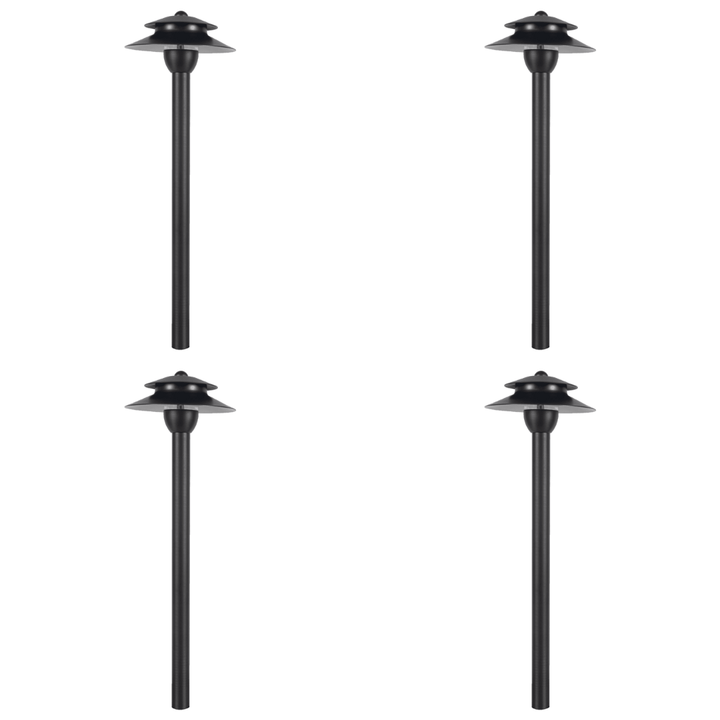 Outdoor Landscape Lighting LED 12V Low Voltage PLB13 4x/8x/12x Package Two Tier Brass Pathway 12V Low Voltage Pagoda Light Led Landscape Lighting Fixture with G4 2W 3000K 4 Pack
