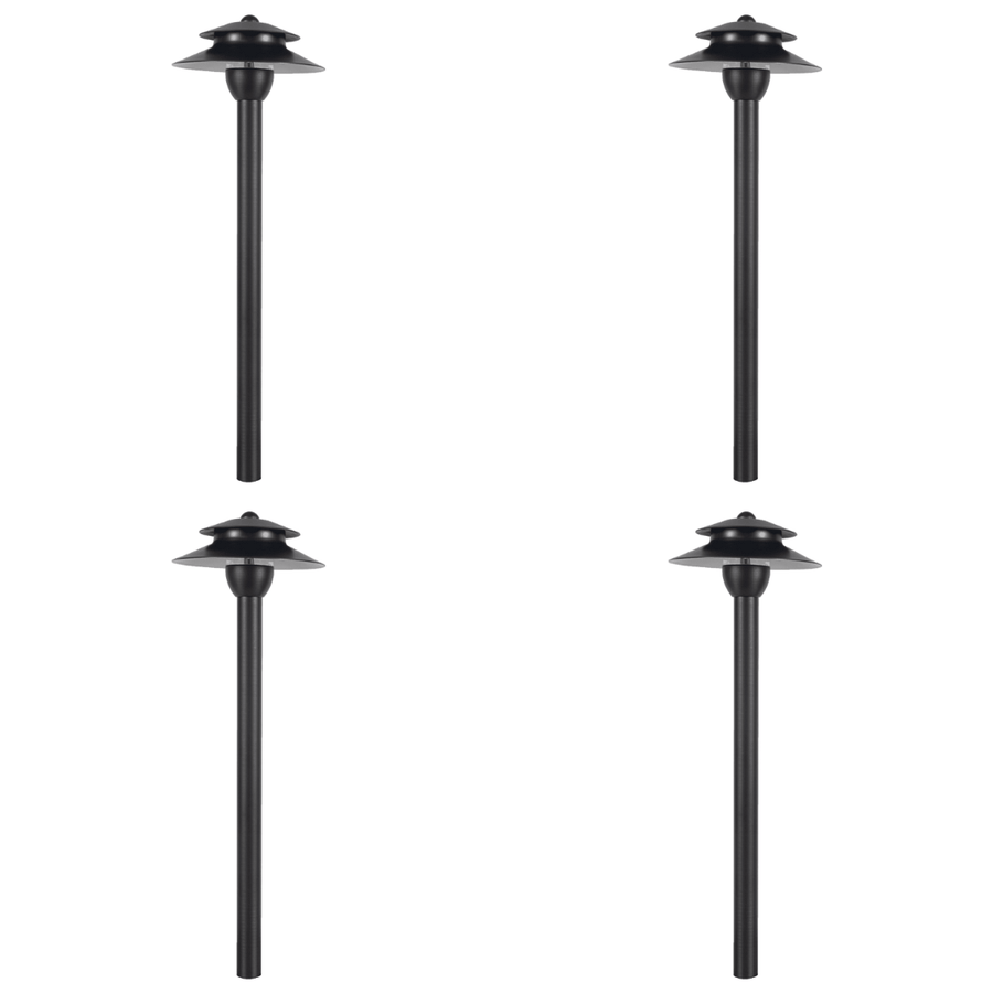 Outdoor Landscape Lighting LED 12V Low Voltage PLB13 4x/8x/12x Package Two Tier Brass Pathway 12V Low Voltage Pagoda Light Led Landscape Lighting Fixture with G4 2W 3000K 4 Pack