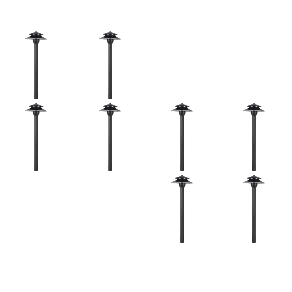 Outdoor Landscape Lighting LED 12V Low Voltage PLB13 4x/8x/12x Package Two Tier Brass Pathway 12V Low Voltage Pagoda Light Led Landscape Lighting Fixture with G4 2W 3000K 8 Pack