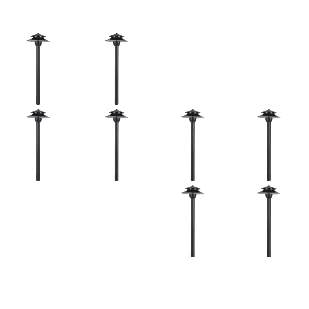 Outdoor Landscape Lighting LED 12V Low Voltage PLB13 4x/8x/12x Package Two Tier Brass Pathway 12V Low Voltage Pagoda Light Led Landscape Lighting Fixture with G4 2W 3000K 8 Pack