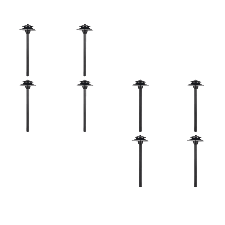 Outdoor Landscape Lighting LED 12V Low Voltage PLB13 4x/8x/12x Package Two Tier Brass Pathway 12V Low Voltage Pagoda Light Led Landscape Lighting Fixture with G4 2W 3000K 8 Pack