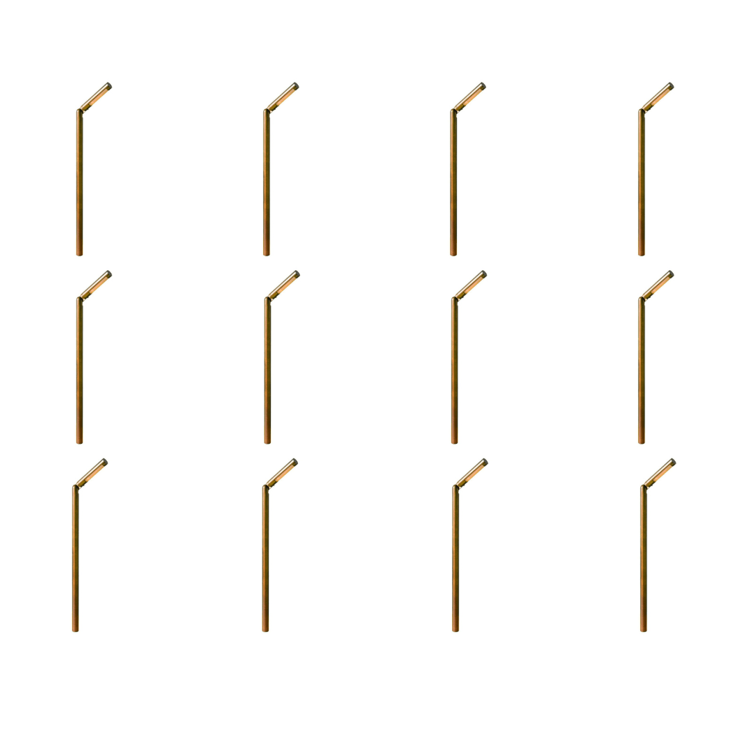 Outdoor Landscape Lighting LED 12V Low Voltage PLB16 4x/8x/12x Package Adjustable Lamp Ready Brass Round L-Shaped 12V Low Voltage Pathway Light with G4 3W 3000K Natural Brass 12 Pack