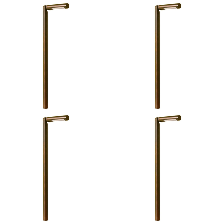 Outdoor Landscape Lighting LED 12V Low Voltage PLB16 4x/8x/12x Package Adjustable Lamp Ready Brass Round L-Shaped 12V Low Voltage Pathway Light with G4 3W 3000K Dark Brass 4 Pack