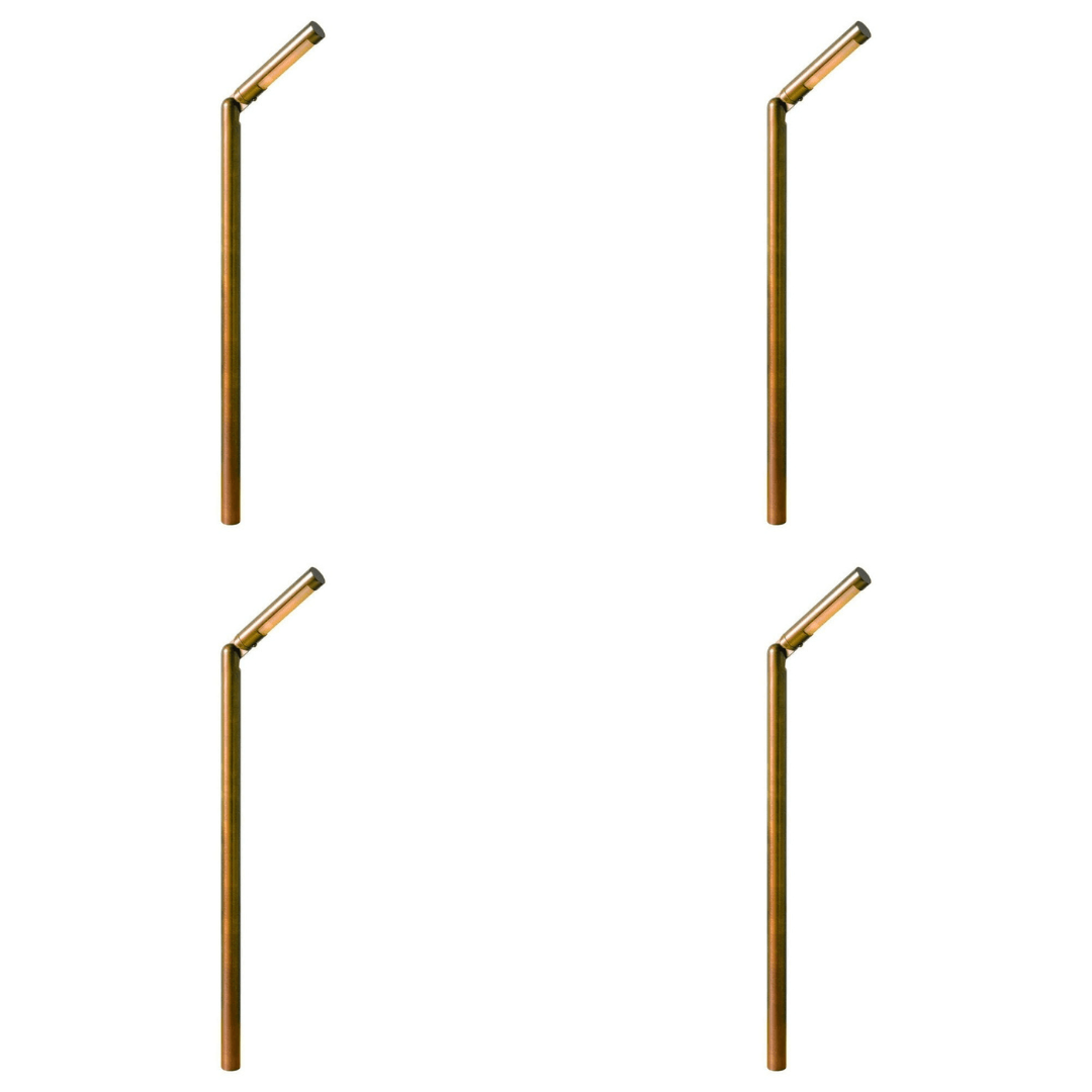 Outdoor Landscape Lighting LED 12V Low Voltage PLB16 4x/8x/12x Package Adjustable Lamp Ready Brass Round L-Shaped 12V Low Voltage Pathway Light with G4 3W 3000K Natural Brass 4 Pack
