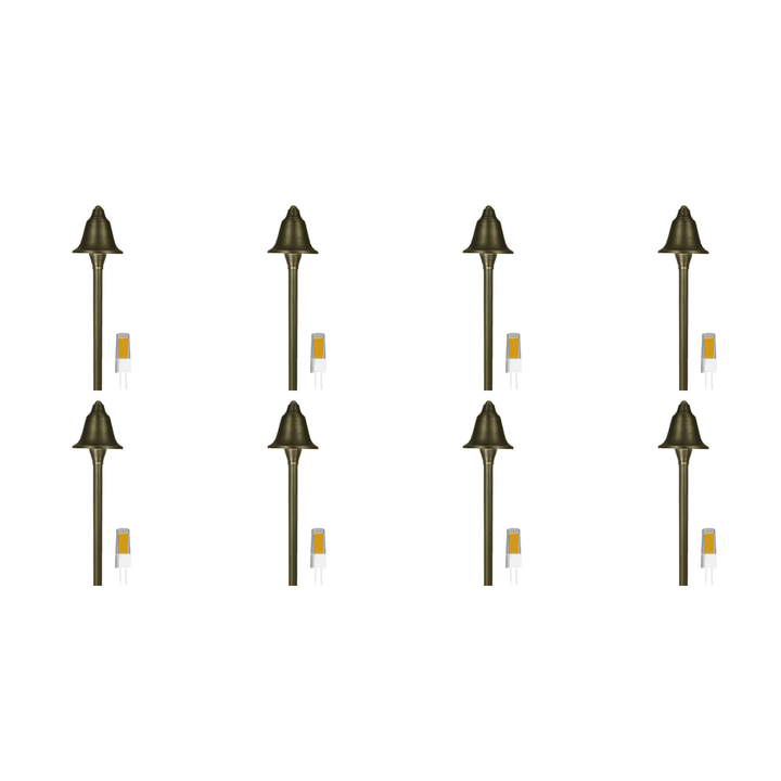 Outdoor Landscape Lighting LED 12V Low Voltage PLB17 4x/8x/12x Package Cast Brass LED Bell Shaped Lamp Ready 12V Low Voltage Pathway Outdoor Landscape Lighting Fixture with G4 3W 3000K Bulb 8 Pack