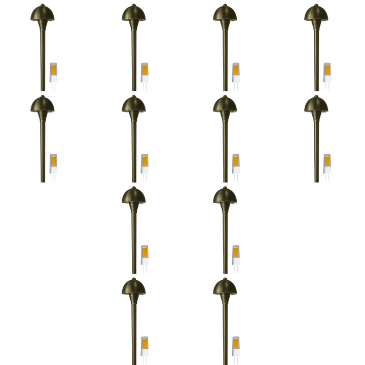 Outdoor Landscape Lighting LED 12V Low Voltage PLB18 4x/8x/12x Package Brass LED Mini Globe Lamp Ready 12V Low Voltage Pathway Outdoor Landscape Lighting Fixture with G4 3W 3000K Bulb 12 Pack