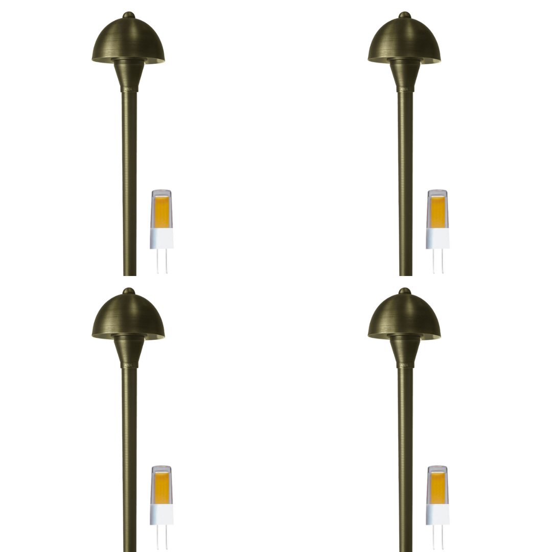 Outdoor Landscape Lighting LED 12V Low Voltage PLB18 4x/8x/12x Package Brass LED Mini Globe Lamp Ready 12V Low Voltage Pathway Outdoor Landscape Lighting Fixture with G4 3W 3000K Bulb 4 Pack