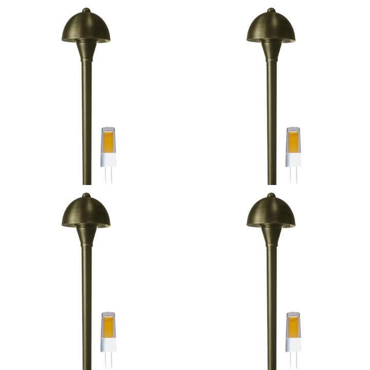 Outdoor Landscape Lighting LED 12V Low Voltage PLB18 4x/8x/12x Package Brass LED Mini Globe Lamp Ready 12V Low Voltage Pathway Outdoor Landscape Lighting Fixture with G4 3W 3000K Bulb 4 Pack