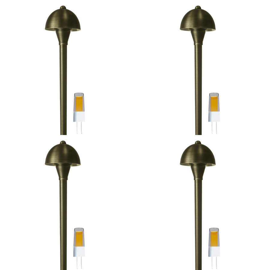 Outdoor Landscape Lighting LED 12V Low Voltage PLB18 4x/8x/12x Package Brass LED Mini Globe Lamp Ready 12V Low Voltage Pathway Outdoor Landscape Lighting Fixture with G4 3W 3000K Bulb 4 Pack