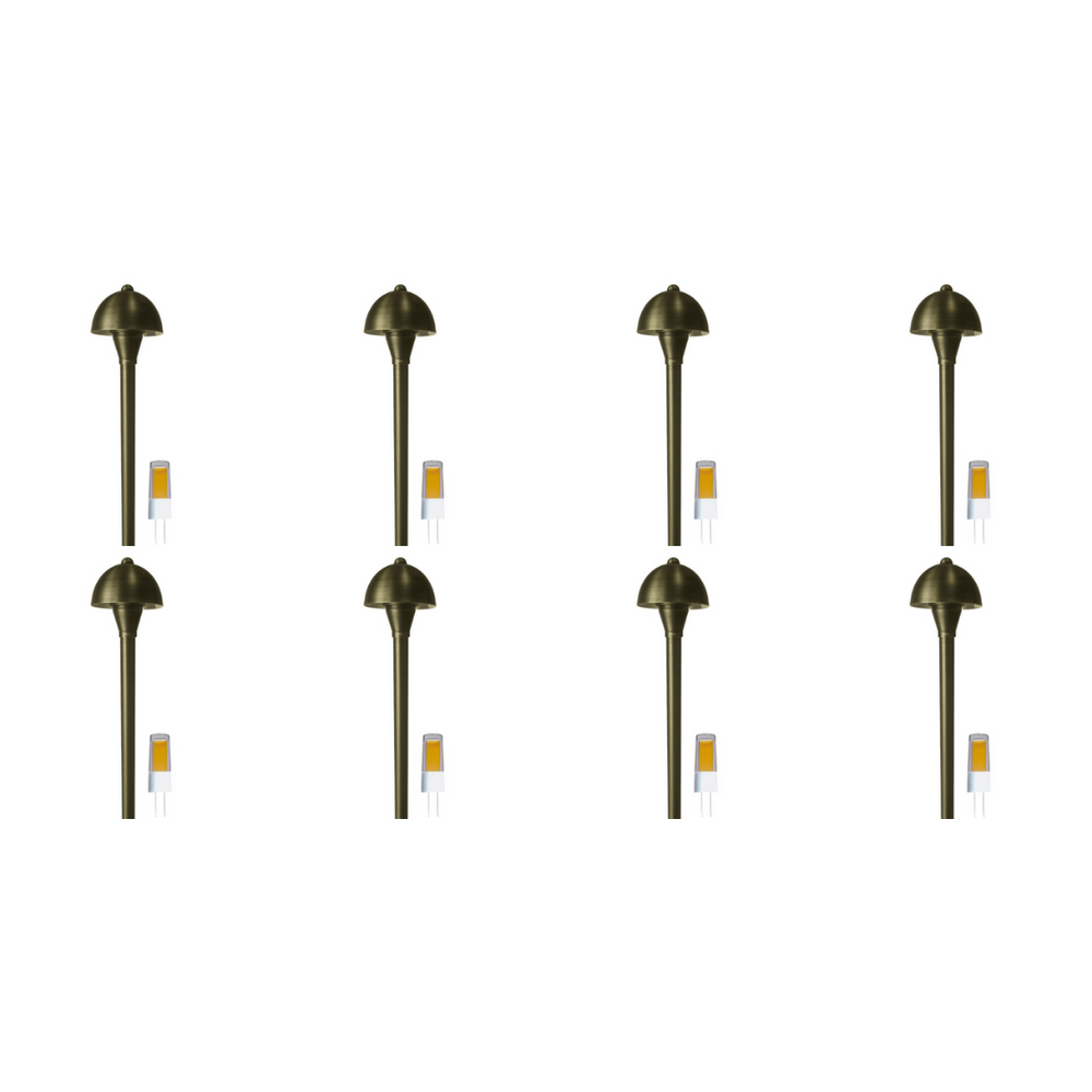 Outdoor Landscape Lighting LED 12V Low Voltage PLB18 4x/8x/12x Package Brass LED Mini Globe Lamp Ready 12V Low Voltage Pathway Outdoor Landscape Lighting Fixture with G4 3W 3000K Bulb 8 Pack