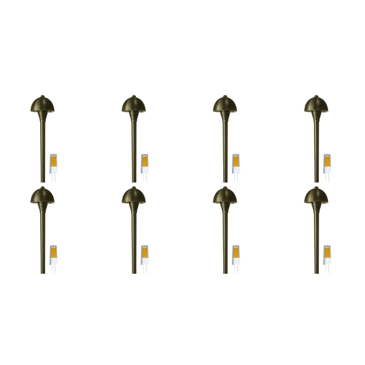 Outdoor Landscape Lighting LED 12V Low Voltage PLB18 4x/8x/12x Package Brass LED Mini Globe Lamp Ready 12V Low Voltage Pathway Outdoor Landscape Lighting Fixture with G4 3W 3000K Bulb 8 Pack