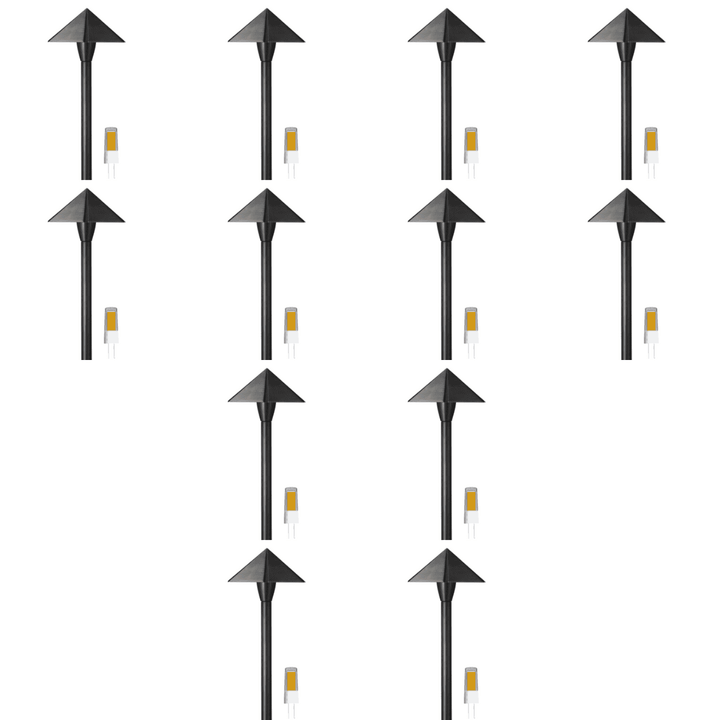 Outdoor Landscape Lighting LED 12V Low Voltage PLB19 4x/8x/12x Package Brass LED 12V Low Voltage Pathway Outdoor Lighting Landscape Fixture with G4 3W 3000K Bulb 12 Pack