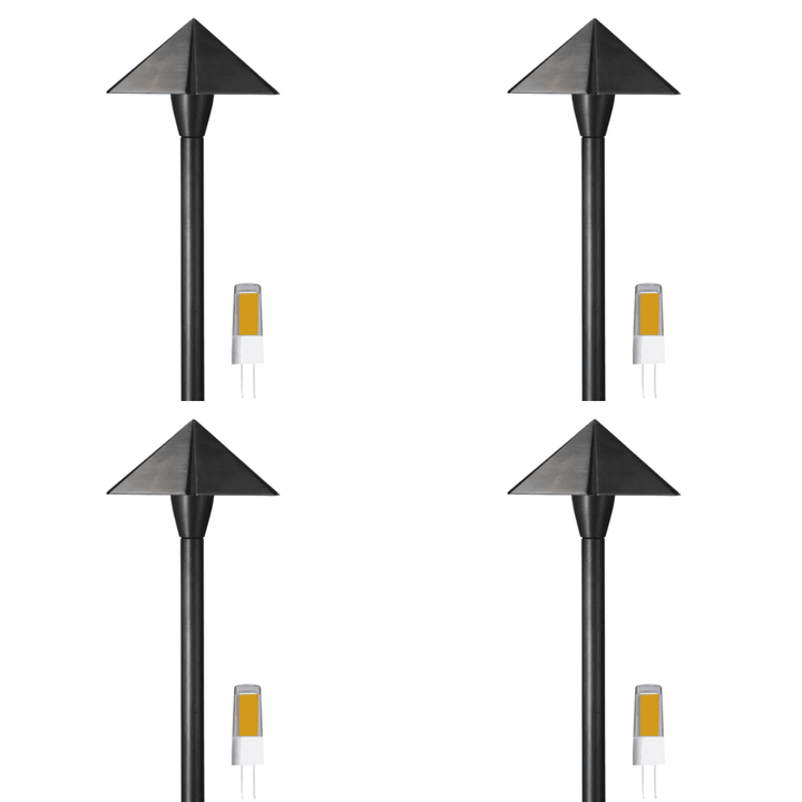 Outdoor Landscape Lighting LED 12V Low Voltage PLB19 4x/8x/12x Package Brass LED 12V Low Voltage Pathway Outdoor Lighting Landscape Fixture with G4 3W 3000K Bulb 4 Pack